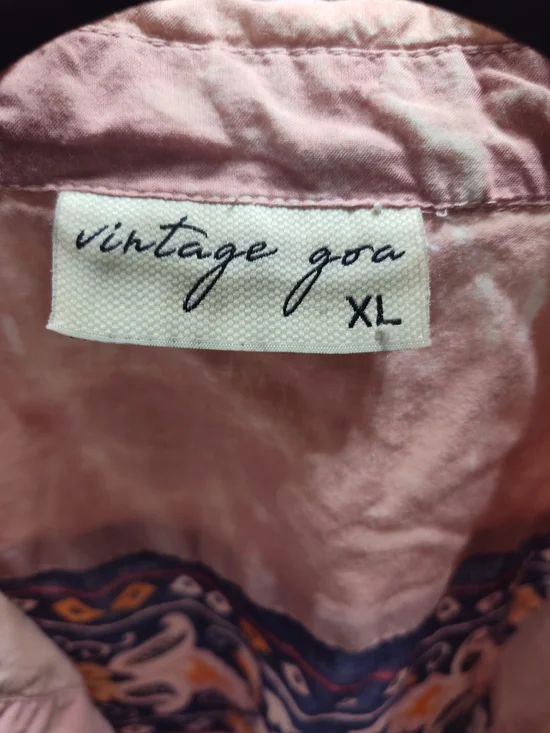 Vintage Goa XL Pink Paisley-Accent Button Front Shirt - Picture 6 of 8
